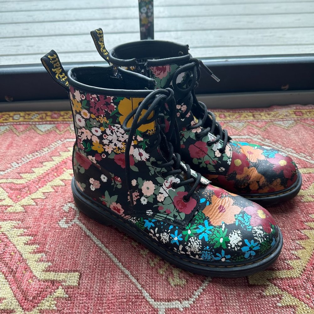 Doc Martens 1460 Pascal Floral Mash Up Leather Lace Up Combat Boots